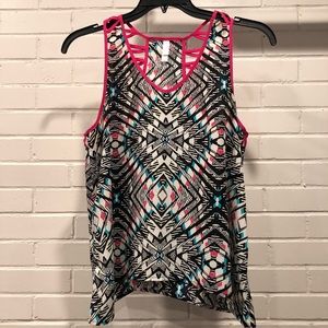 Xhilaration Modern Print Sleeveless Top, Large